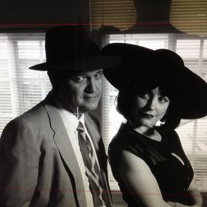 Tom Konkle and Brittney Powell behind the scenes