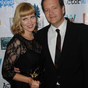 Tom Konkle red carpet with Angela Landis