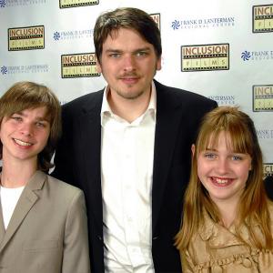 Tyler Norman with young actors Dalton ODell and Christina Gabrielle at the Los Angeles premiere of Spud
