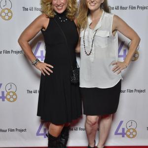 Me and one of my favorite actresses and friend, Jennifer Scibetta on the red carpet at the 2015 San Diego 48HFP! Keeping in theme of the Western, A Thirst for Justice, showing off my cowboy boots and little black dress!