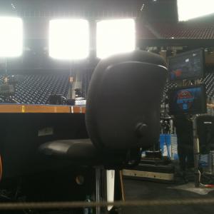 Checking the light from Brian Gumbel's seat.