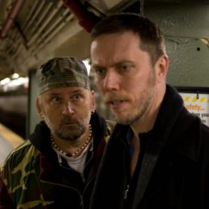 Brian Dykstra as The F Train Messiah and Parrish Hurley as Stephen in the 718
