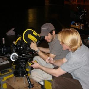 Director Michael B. Chait and assistant cameraman Will Brick filming 