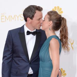Seth Meyers and Alexi Ashe at event of The 66th Primetime Emmy Awards (2014)