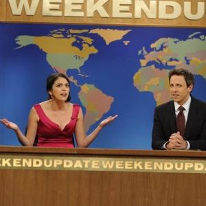 Still of Seth Meyers and Cecily Strong in Saturday Night Live 1975