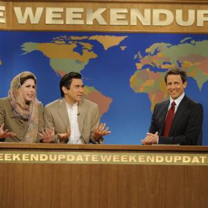 Still of Fred Armisen Seth Meyers and Vanessa Bayer in Saturday Night Live 1975