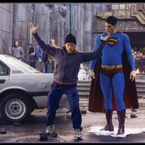 Terry Notary choreographs Brandon Routh on the set of 'Superman Returns'.