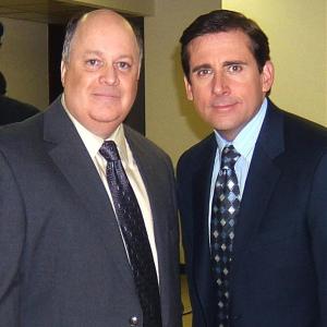 Brian Patrick Mulligan and Steve Carell on the set of THE OFFICE, episode title 