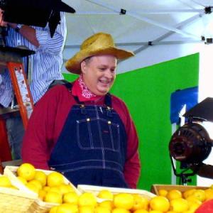 Brian Patrick Mulligan as Farmer Bob on the set of Disney's 