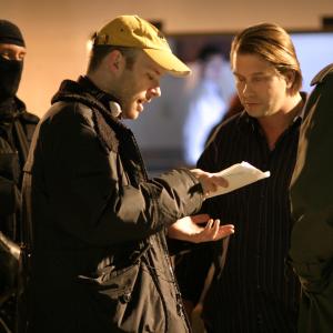 Directing Stephen Baldwin on the set of Dark Storm 2006