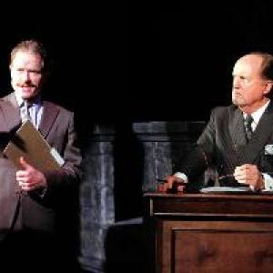 Clark Carmichael as Dr. Winbourne, John Venema as the Judge in Freedom of the City at Irish Rep