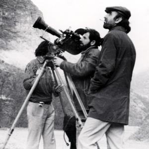 Cinematographer Mikhail Vartanov and Artavazd Peleshian during the filming of the Seasons of the Year (1975)