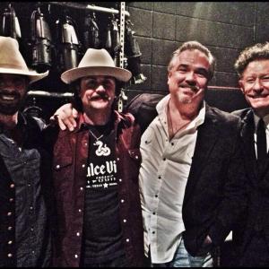 Johnny with pals Ryan Bingham W Earl Brown and Lyle Lovett after a show in Santa Barbara