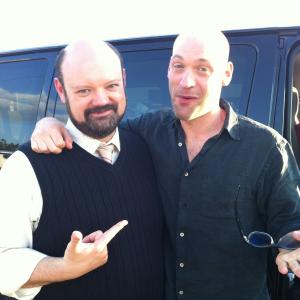 Victor McCay with Corey Stoll on the set of The Good Lie