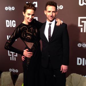DIG  USA Networks Dig World Premiere in New York NY on February 25 2015 actor Ori Pfeffer with wife Yael Goldman