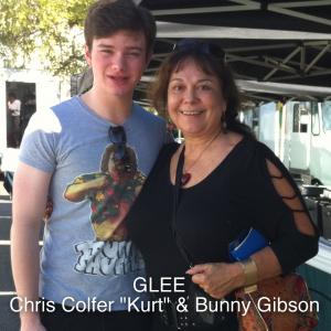 Chris Colfer  Bunny  on Glee set Bunny was one of the Hipsters in the Sectional competition with the Glee kids