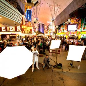 Photographing Ice-T and Coco on Fremont Street in Las Vegas