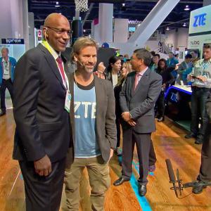 Clyde Drexler and Rob OMalley hosting ZTE Basketball Experience live at CES Las Vegas NV