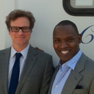 With Colin Firth on the set of GAMBIT