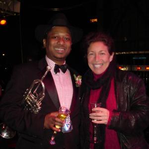 Kermit Ruffins jazz trumpeter singer and composer and Daena Smoller backstage at the Mayors City of New Orleans New Years Eve