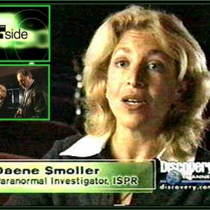 Daena Smoller and the ISPR team filming ON THE INSIDE  HOLLYWOOD HAUNTS for Discovery Channel Larry Montz  Consultant Interviews inside the former Vogue Theater on Hollywood Blvd and a Hollywood Hills paranormal field investigation 1999