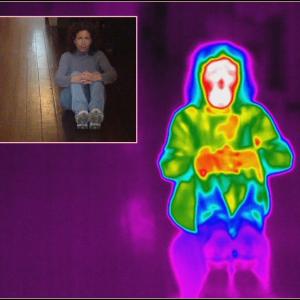 Daena Smoller participates in Dr. Larry Montz' testing of a brand new FLIR camera model in 2009 at the Degas House in New Orleans.