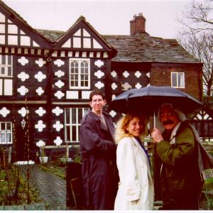 Spring 1999 LR Shawn Roop Daena Smoller Peter James before entering Tonge Hall Manchester England during filming of 1999 TELLY awardwinning documentary ISPR Investigates Ghosts of England