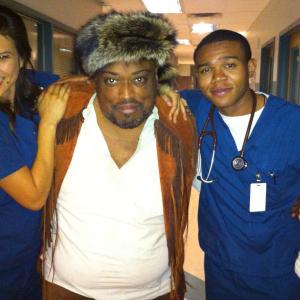 On the set of The Night Shift with Jeananne Goossen  Robert Bailey Jr