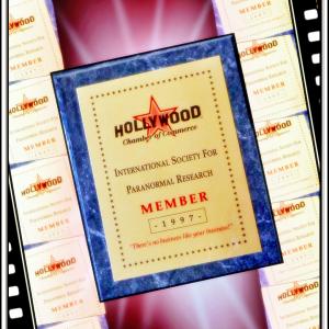 Hollywood Chamber of Commerce member plaque for ISPR  International Society for Paranormal Research