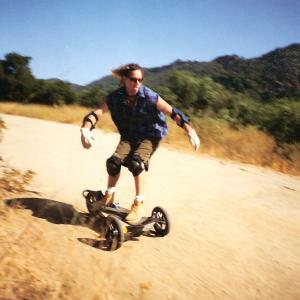Rich Hopkins mountainboarding in the Angeles Forest..