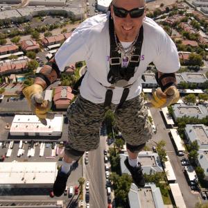 Stunt Coordinator Rich Hopkins testing a 400 Decender stunt for Richard Branson Stunt  Palms Hotel  Casino  Las Vegas