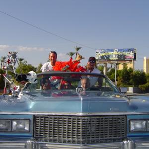 Driving Safety team Rich Hopkins and Johnny Gray with Las Vegas Mayor Oscar Goodman Photo shoot for Esquire Magazine