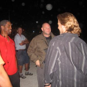 Ron Lang, Domenick Lombardozzi and Colin Farrell, on Miami Vice Location