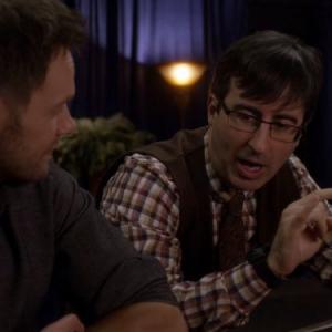 Still of Joel McHale and John Oliver in Community (2009)