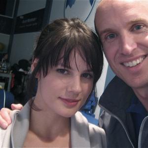 Tim Coyne and Chelsea Hobbs on the set of ABC Family's 