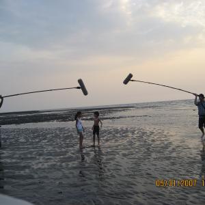 Double Booming scenes on Little Zizou with boom operator Asif in Gujarat India