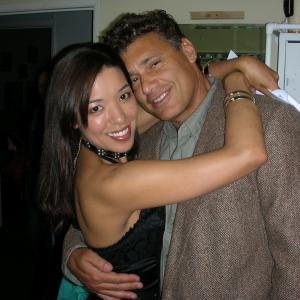 Lydia Castro and Steven Bauer on the set of BULLETFACE.