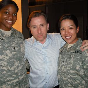 Nicole Pettis, Tim Roth, Lydia Castro on the set of LIE TO ME.