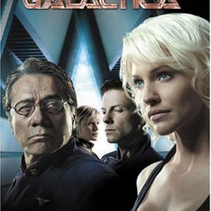 Edward James Olmos, Jamie Bamber, Katee Sackhoff and Tricia Helfer in Battlestar Galactica (2004)