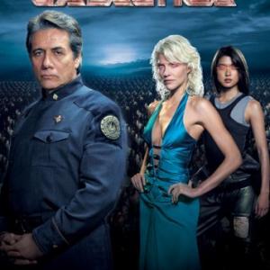 Edward James Olmos, Grace Park and Tricia Helfer in Battlestar Galactica (2004)