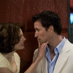 Still of Noah Wyle and Stana Katic in The Librarian: The Curse of the Judas Chalice (2008)