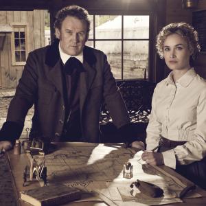 Colm Meaney and Dominique McElligott in Hell on Wheels 2011