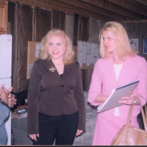 With actress Elizabeth Wenzel and reporter Tiffany Burns (in pink) of WOIO.
