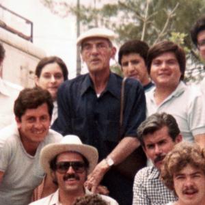 Buuel visits Ripsteins set Mexico City 1982