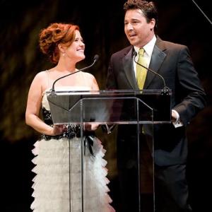 Cathie Filian and Steve Piacenza presenting at the 35th Daytime Emmys.