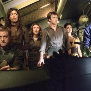 Still of Nathan Fillion, Sean Maher, Jewel Staite, Gina Torres, Alan Tudyk and Morena Baccarin in Serenity (2005)