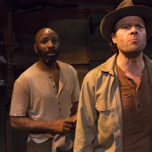Eric Scott Gould as Morrie and Anthony Mark Barrow as Zachariah in Blood Knot by Athol Fugard