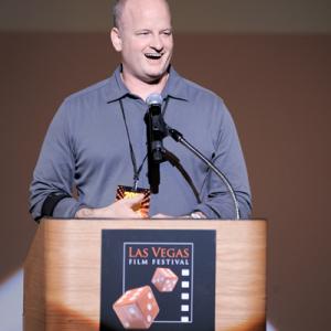 Allen Wolf receiving an award for Best Narrative Film for In My Sleep at the Las Vegas Film Festival