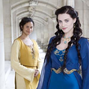 Still of Angel Coulby and Katie McGrath in Merlin (2008)