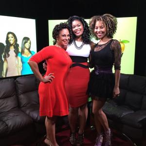 Still shot of Channon Dade, Megan Thomas, and Shawn Richardz hosting The Real Housewives of Atlanta AfterShow